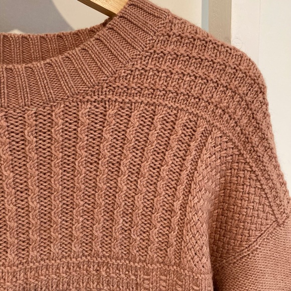 Madewell Stitchmix Pullover Crew Neck Knit Sweater with Fringe XS Pink - Picture 4 of 7